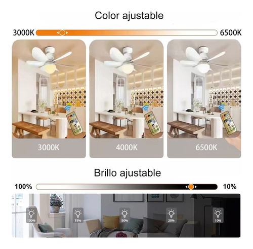 A Ventilador De Techo Con Luz Led Y Control Remoto