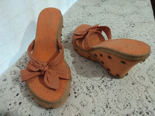 Sandalias De Cuero Taco Chino Clona