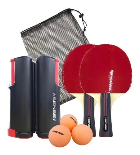 Set Ping Pong Portatil Sensei (red + Paletas Y Pelotas)