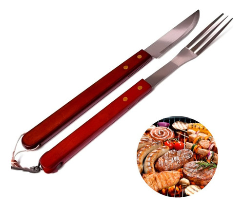 Kit Asador Maestro Parrillero Set Cuchillo Y Tenedor