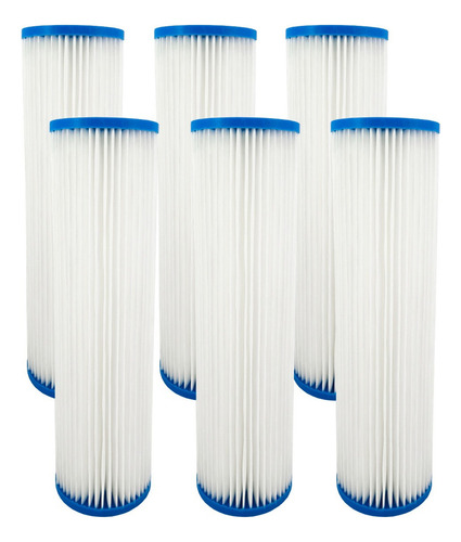 Kit 6 Refil Filtro Plissado Lavável 9 3/4'' X 2 1/2 50 Micra Cor Branco