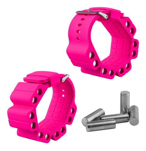 2 Piezas Pesas Ajustables Para La Muñeca Para Ejercicio Rosa