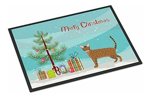 Tapete Navideño Gato Ocicat 24x36 Int/ext Deslizable_lavable