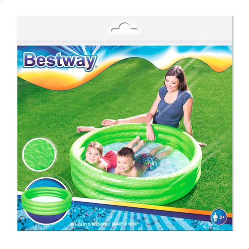 Imagen 3 de 8 de Pileta Inflable Redonda Verde Bestway 122cm X 25cm