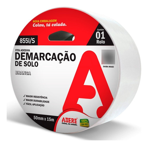 Fita Adesiva Adere Para Demarcação De Solo 50mmx15m Branco