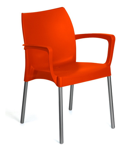 Silla Sillon Plastica Apilable Jardin Oficina Pata Aluminio