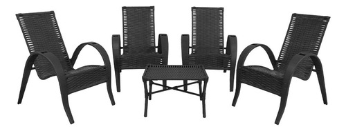 Conjunto Mesa De Centro 4 Cadeiras Vitória Área Externa Estrutura Preto