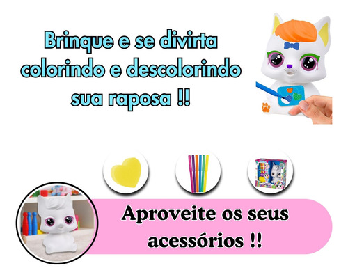 Raposa De Brinquedo Em Vinil Com Acessórios Para Colorir