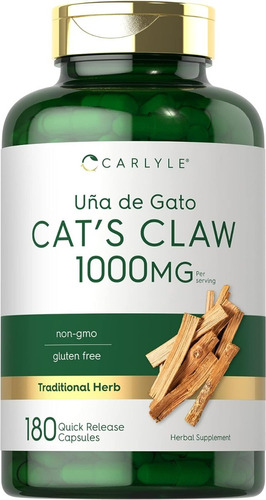 Carlyle Cats Claw 1000mg Udg 180 Caps Sabor Sin sabor