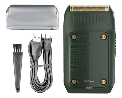 Afeitadora eléctrica recargable profesional Shaver Vgr, USB, color verde oscuro, 5 V