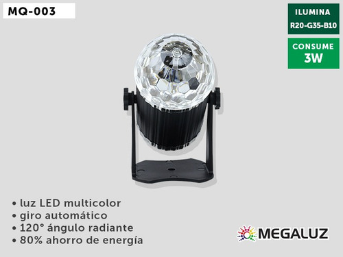 Cañon De Luces Led Rgb Foco Giratorio Multicolor 3w 6 Piezas