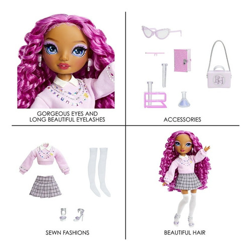 Muñeca Rainbow High Lilac Lane Con Sus Accesorios