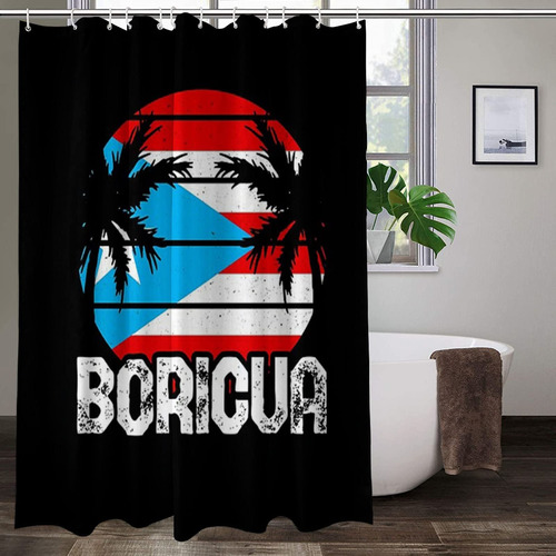 Cortina Ducha Para Baño Bañera Boricua Hawaii 72 X 72 