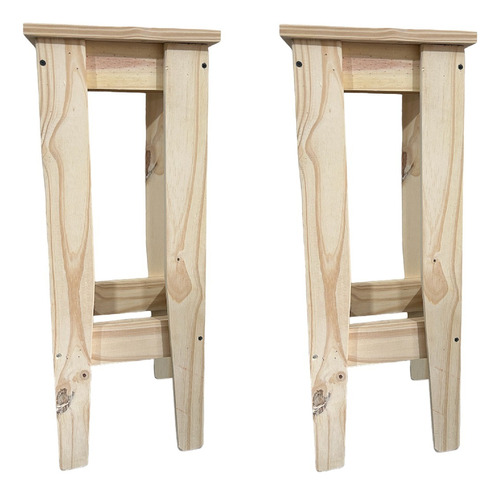 2 Banco Taburete Silla De Pino Natural 75cm Alto