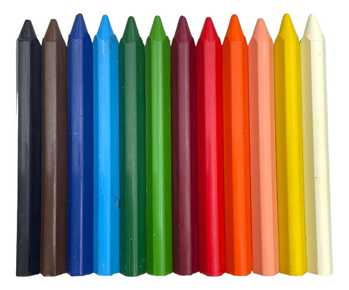 12 Cxs Giz Cera Grosso Big Triangular 12 Cores Jumbo Atacado