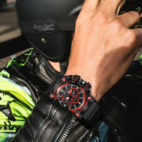 Reloj Electrónico Impermeable Negro Y Azul Multifunción