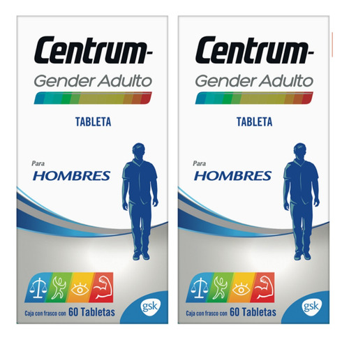 Pack X2 Centrum Gender Adulto Para Hombres 60 Tabletas Cada una