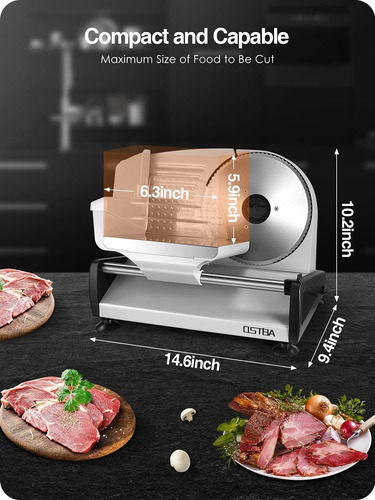 Meat Slicer Electric Deli Food Slicer With Removable 7.5 Aa