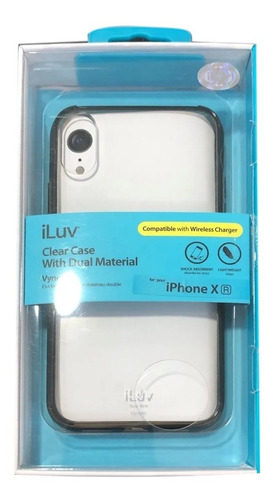 Funda Iluv iPhone XR Dual Material Transparente Borde Negro