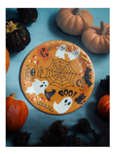 Prato Halloween Papel 18cm Com 10 Unidades