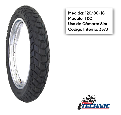 Pneu Traseiro Xtz 250 Lander/tenere250 120-80-18 T&c Technic