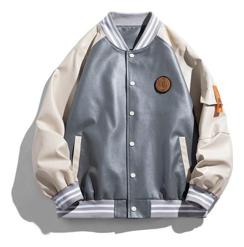 Chaqueta Cuero Versátil De Uniforme Béisbol Retro Americano