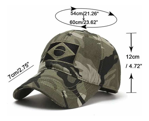 Imagem 5 de 5 de Boné Tático Bandeira Do Brasil Bordado Camuflado Preto Verde