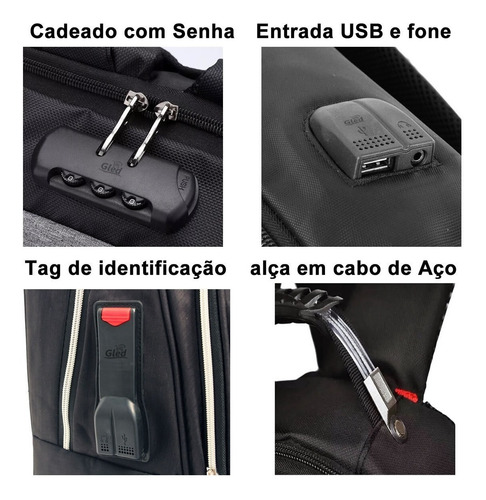 Imagem 4 de 7 de Kit 5 Mochilas Impermeável Com Senha - Linha Premium