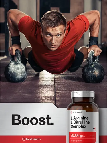Suplemento Horbäach L-arginina L-citrulina 3000 Mg 250 Cápsu