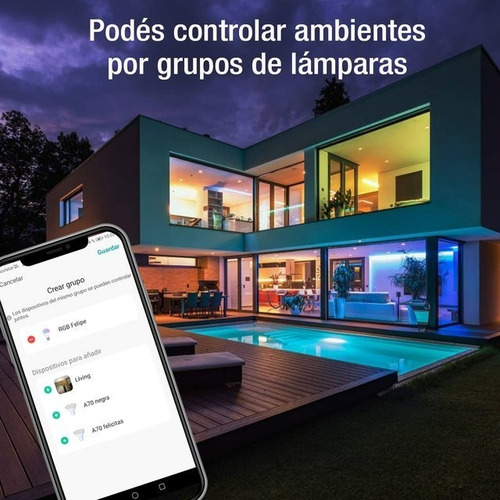 Imagen 7 de 9 de Lampara Led Rgb Smart Wifi 9w E27 Google Alexa Linda Smart