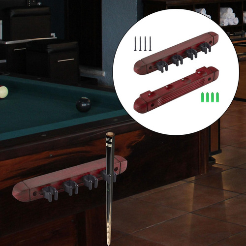 Pool Cue Rack Garra Soporte Para Caña De Pescar Madera Rojo