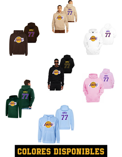 Sudadera Angeles Lakers Doncic 77 Hoodie Unixes Colores Nba