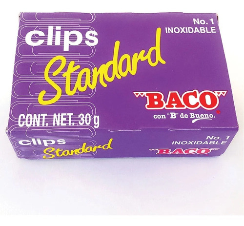Clip Baco Estandar #1 12302 Paquete 10 Cajas Metalico /vc Color Plateado