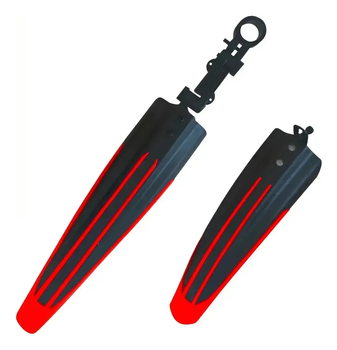 Guardabarros para Bicicleta, Delantero y Trasero, de polipropileno, negro y rojo, para Ruedas de 20" a 26"