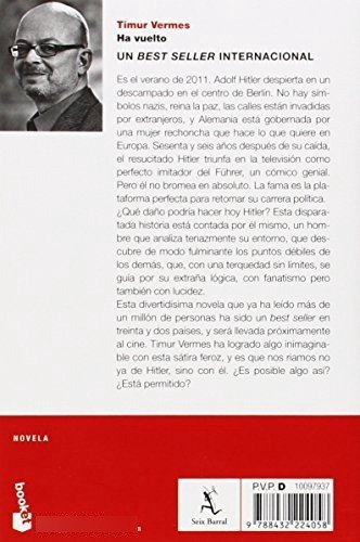 Ha Vuelto (nf Novela), De Vermes, Timur. Editorial Booket, Tapa Blanda En Español