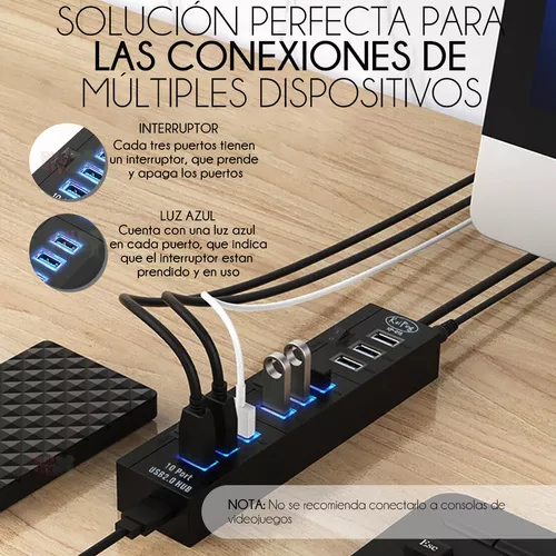 Hub Usb 3.0 Con 4 Puertos Y Eliminador, Pc Lap 5 Gbps Switch