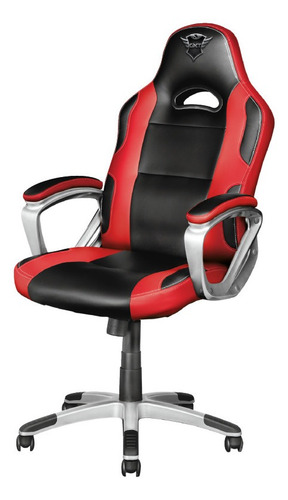 Imagen 2 de 5 de Silla de escritorio Trust GXT 705 ryon gamer ergonómica negra y roja con tapizado de cuero sintético