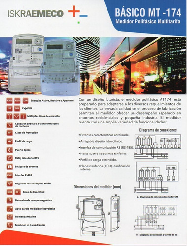 Imagen 2 de 3 de Contador Medidor Bidireccional Trifásico 220v Iskra Mt 174