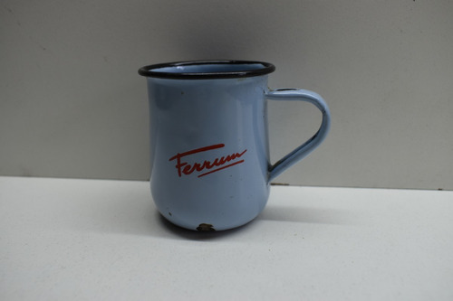 Antiguo Mate Enlozado Publicidad Ferrum Vintage Retro Deco