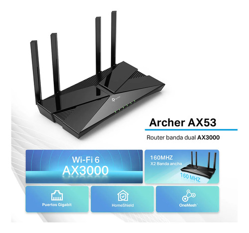 Tp-link - Router Wifi 6 Doble Banda Gigabit Ax3000 3000 Mbps