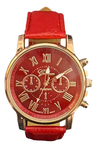 Reloj De Pulsera Para Dama Genova Platinum Fashion Colors Color de la correa Rojo brillante