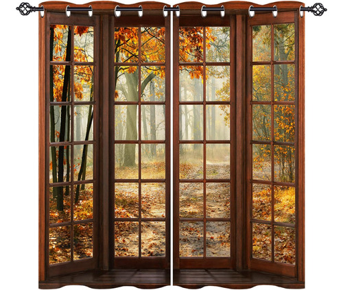 Anhope Cortinas De Otoño Con Ojales Filtrantes Para Ventana 