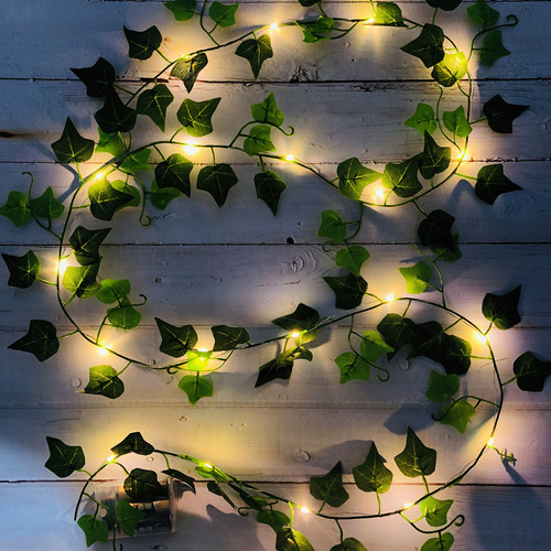 Cadena Led De Plantas Artificiales, Hoja Verde, Vid