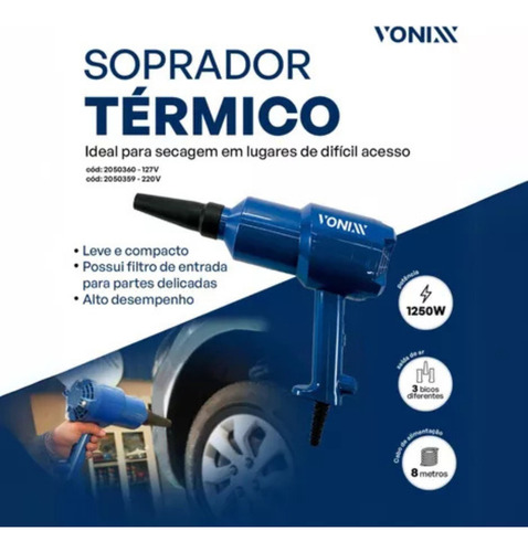 Soprador Térmico E Secador Fast - Vonixx 1250w Com 3 Bicos