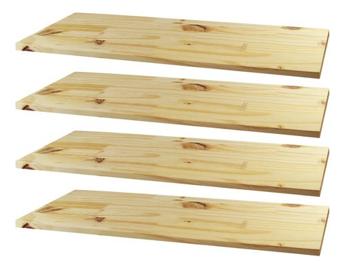 Kit 4 Prateleiras 60x20 Reta Painel Pinus + Suporte Incluso Cor Natural