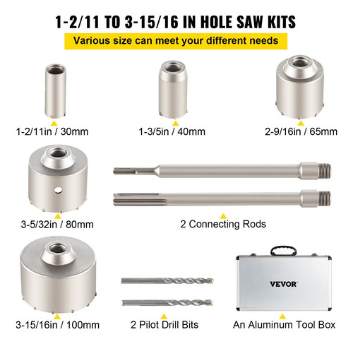Kit Brocas Pasamuros Sacabocado 30 40 65 80 100 Mm