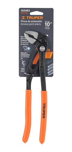 Pinza De Extension 10 16 Posiciones Ajuste Mango Pvc Truper
