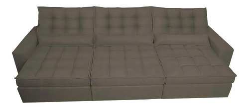 Sofá Retrátil e Reclinável 3,82m com Molas Ensacadas Cama Inbox Gold Tecido Suede Velusoft Café