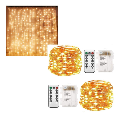 Star Luz Led Cortina Unidad Pie Cobre Hada Blanco Calido