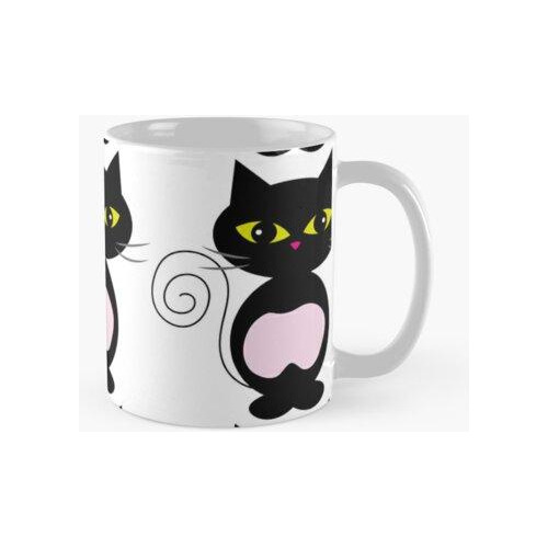 Taza Gato Preto Barriga Rosa Olhos Verdes Nariz Rosa Com Big